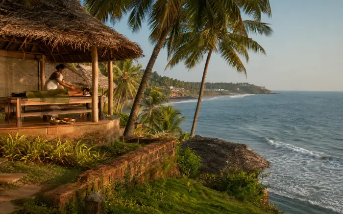 Ayurveda retreat in Kerala offering traditional Ayurveda treatment and Panchakarma therapies at a beachfront wellness resort in Kovalam.