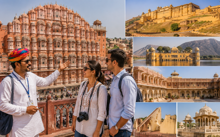 Jaipur sightseeing attractions including Amber Fort and Hawa Mahal