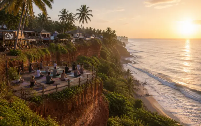 Kerala Ayurveda retreat in Varkala combining yoga, meditation, and holistic wellness experiences overlooking the Arabian Sea.