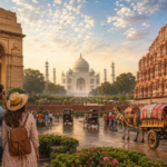 Travelers exploring Delhi Agra Jaipur route during a Golden Triangle India Tour