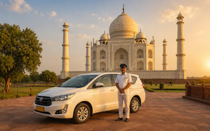 Private AC car and driver included in Golden Triangle tour cost packages in India.