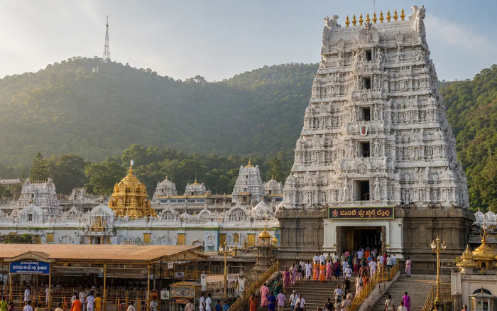Tirumala Sri Venkateswara Swamy Temple in Tirupati with grand gopuram and devotees.