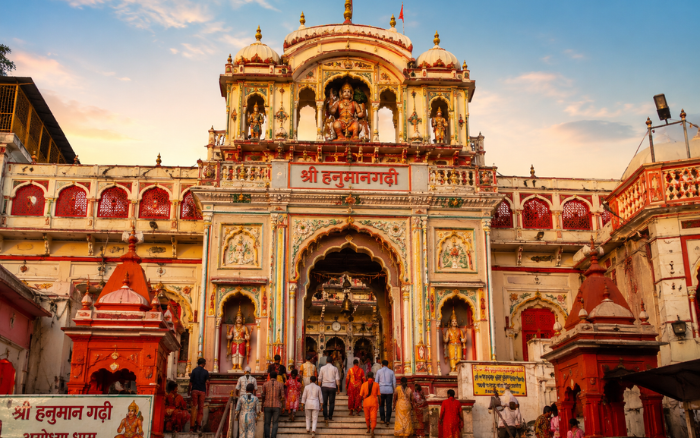 Entrance of Hanuman Garhi Temple in Ayodhya, an important pilgrimage site featured in the Ayodhya Tour Guide.