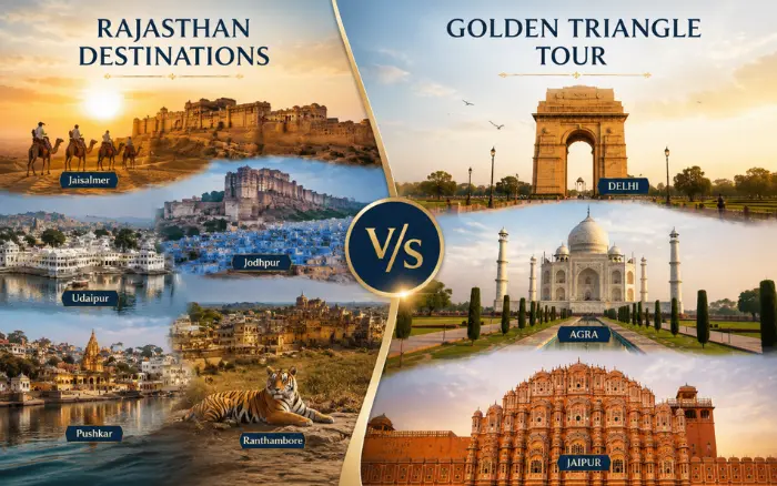 Golden Triangle vs Rajasthan Tour comparison with Delhi Agra Jaipur and Rajasthan destinations