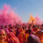 Mathura Vrindavan Holi 2027 celebration with people playing Holi