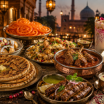 Old Delhi street food featuring paratha, jalebi, chaat, kebabs and nihari near Jama Masjid