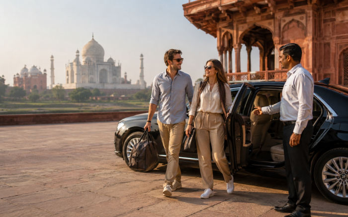Private Golden Triangle Tour with couple and private car near Taj Mahal