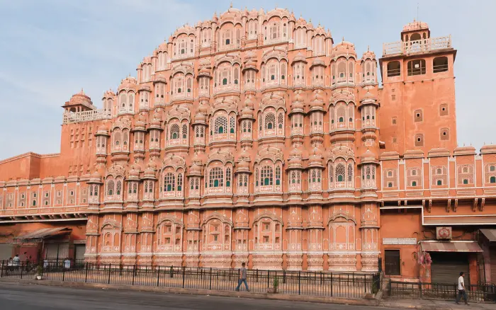 Hawa Mahal pink sandstone façade in Jaipur Rajasthan