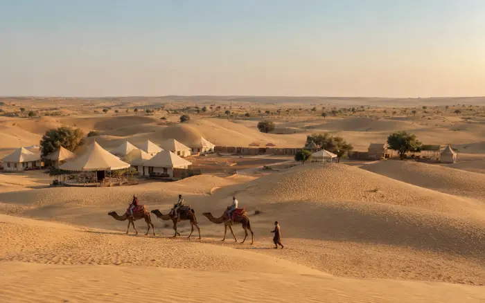 Couple's desert experience with camel ride in Jaisalmer Rajasthan