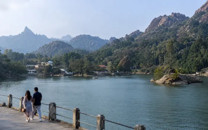 Couple enjoying a peaceful view of Nakki Lake in Mount Abu Rajasthan